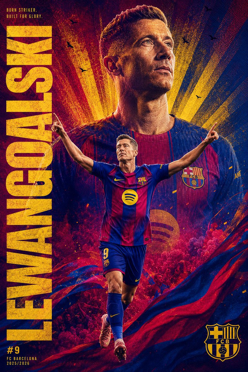 A towering silhouette of a striker stands behind a sharp action shot, with sunburst rays and halftone grain in club colours. The layers blend so the figure…