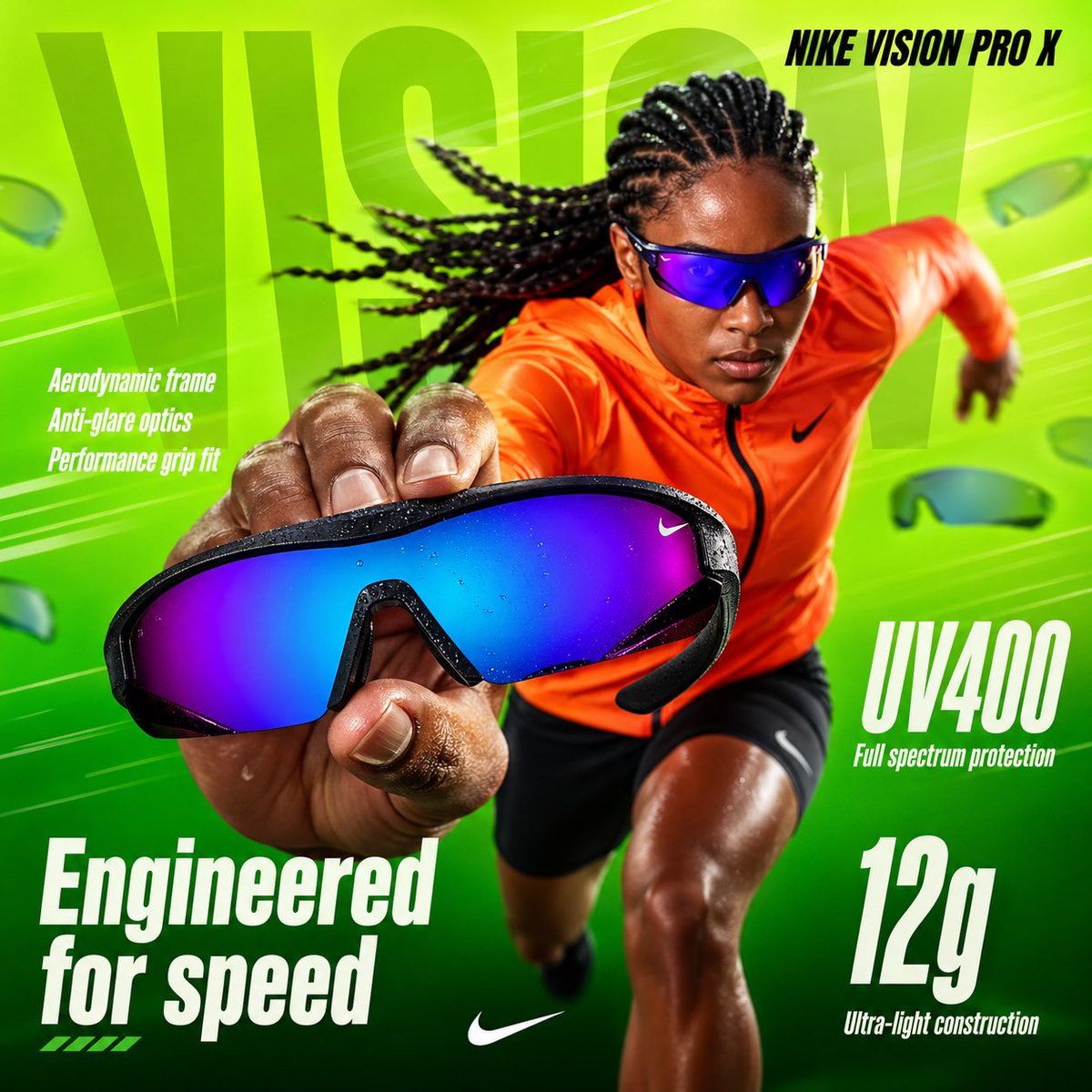 Sprinter Sunglasses Campaign Poster With Bold Type — AI result, variation 4 of 4