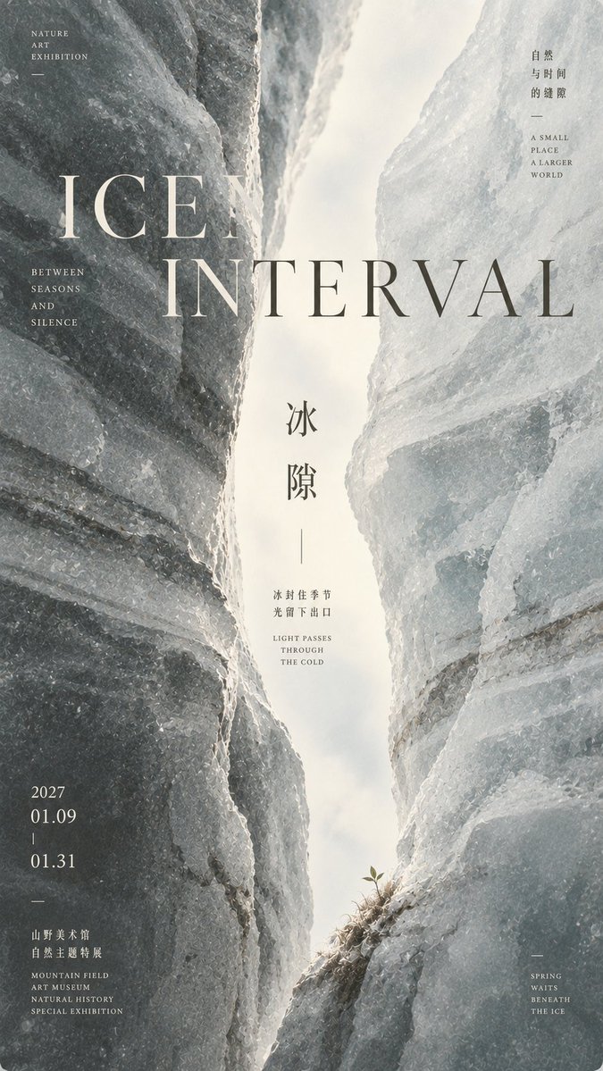 Stone Interval Editorial Poster in Oriental Naturalism — AI result, variation 2 of 4