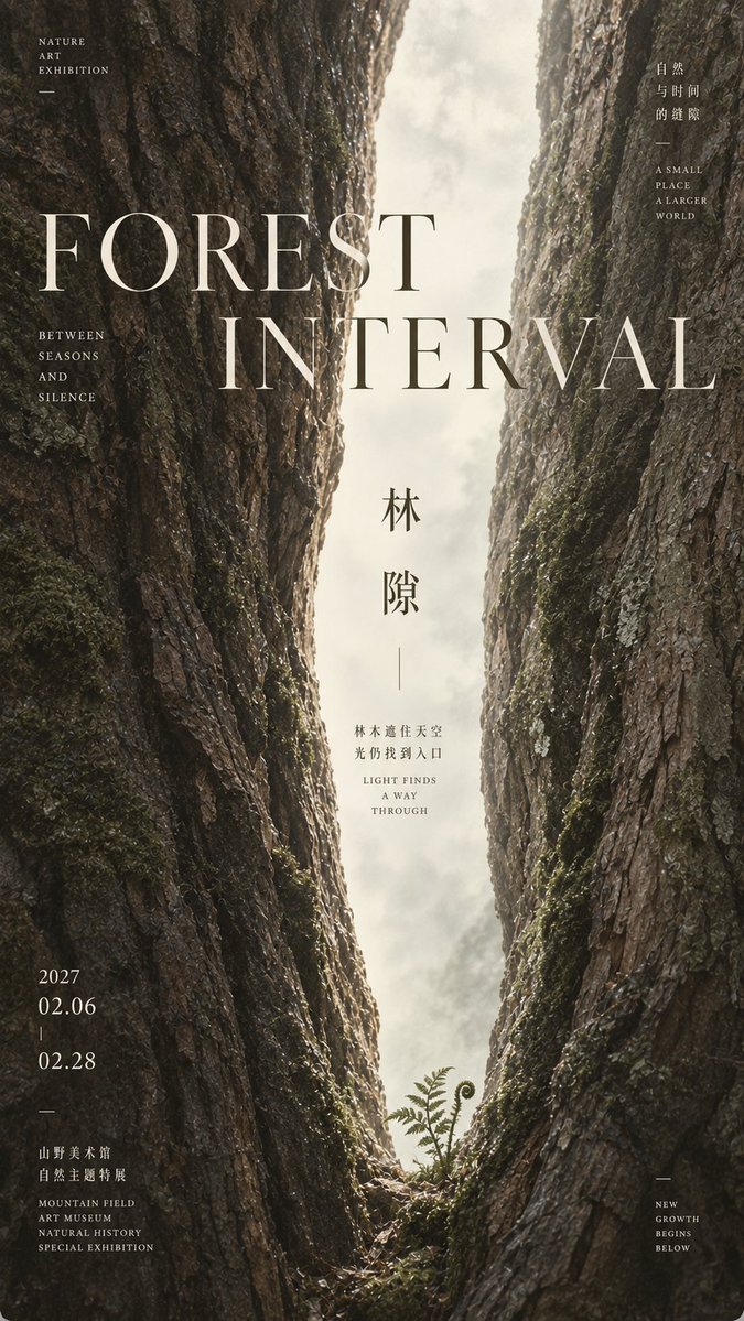 Stone Interval Editorial Poster in Oriental Naturalism — AI result, variation 3 of 4