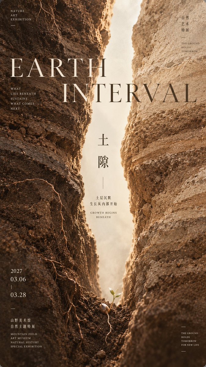 Stone Interval Editorial Poster in Oriental Naturalism — AI result, variation 4 of 4