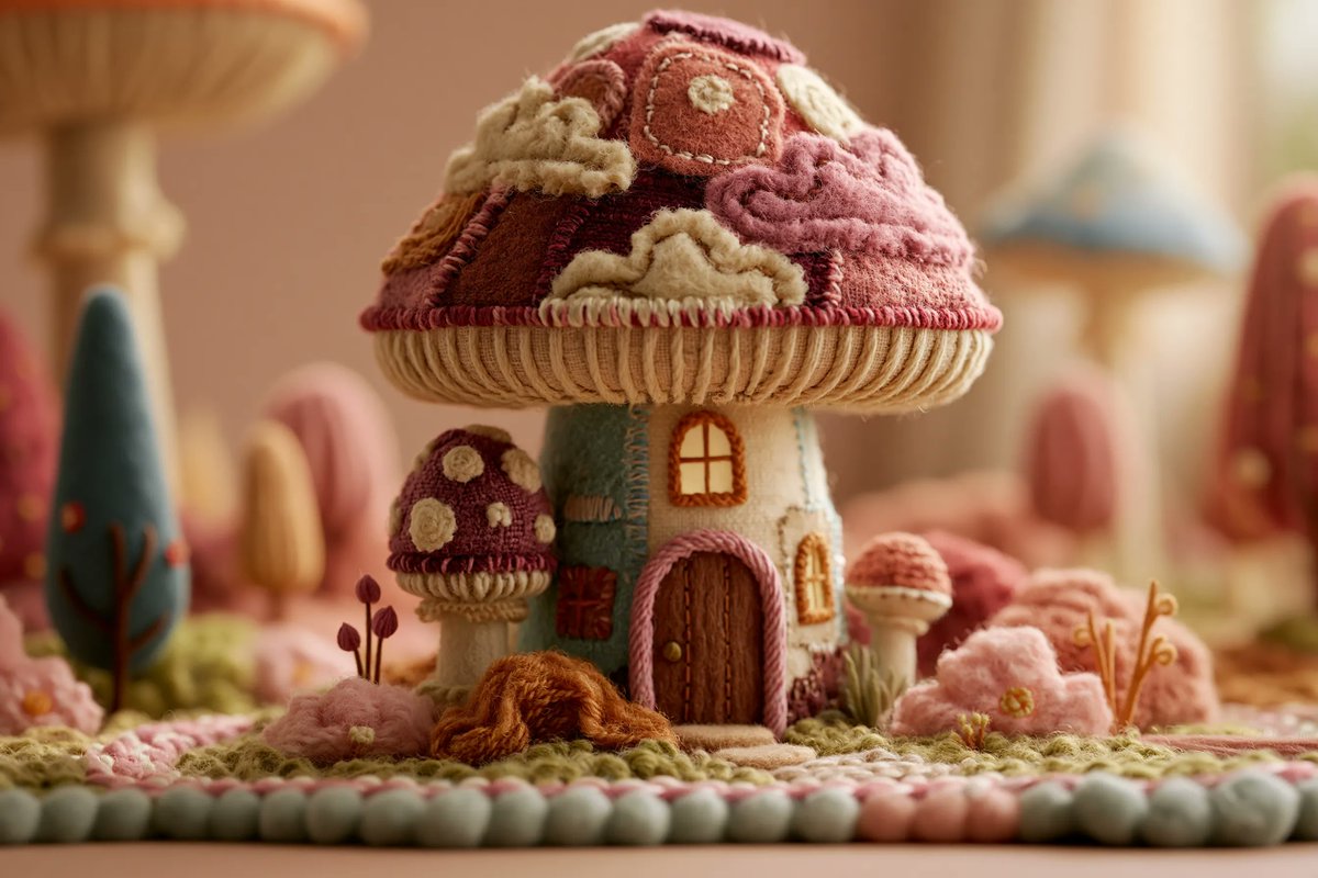Stop-Motion Fabric Sculpture Scene With Felt and Yarn — AI result, variation 2 of 4