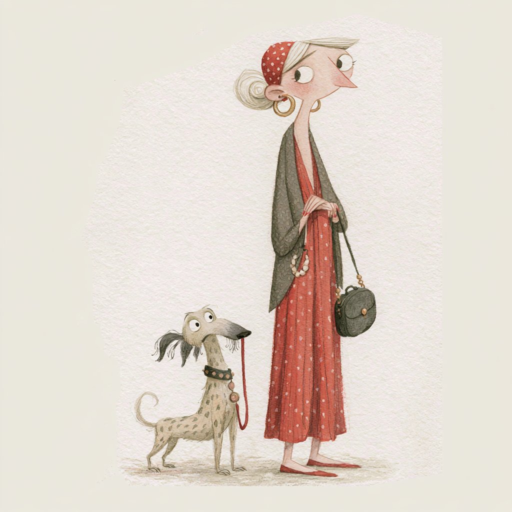 A storybook-style character illustration produced entirely from a style code rather than descriptive text. The look leans on the visual language that code…