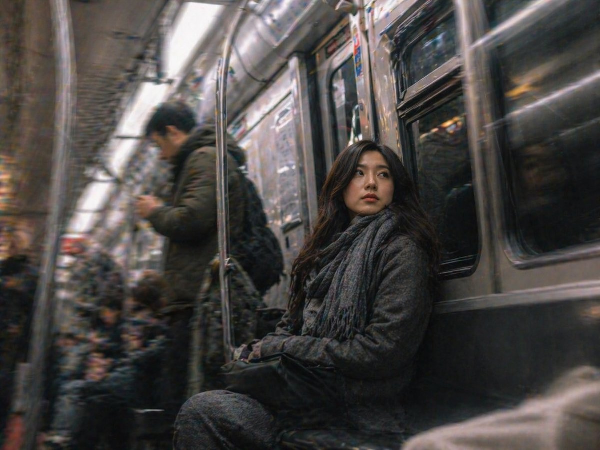 Subway Passenger Portrait in Candid Documentary Style — AI result, variation 2 of 4