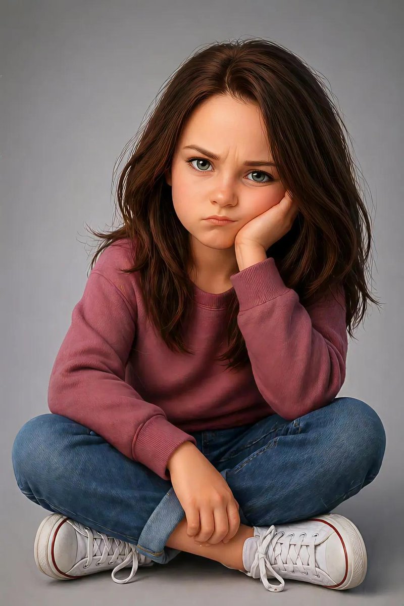 Sulky Child Portrait in 3D Pixar Style — AI result, variation 2 of 2