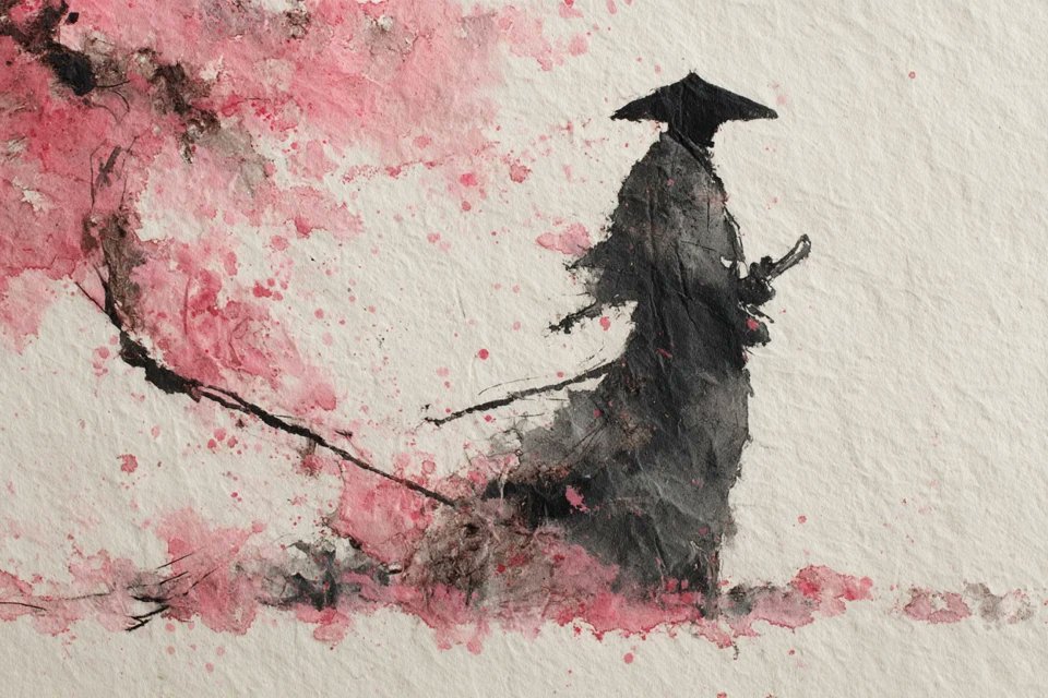 Sumi-e Ink Wash Painting With Watercolor Tints — AI result, variation 2 of 4