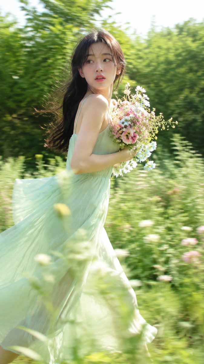 Summer Meadow Running Fashion Portrait — AI result, variation 4 of 4