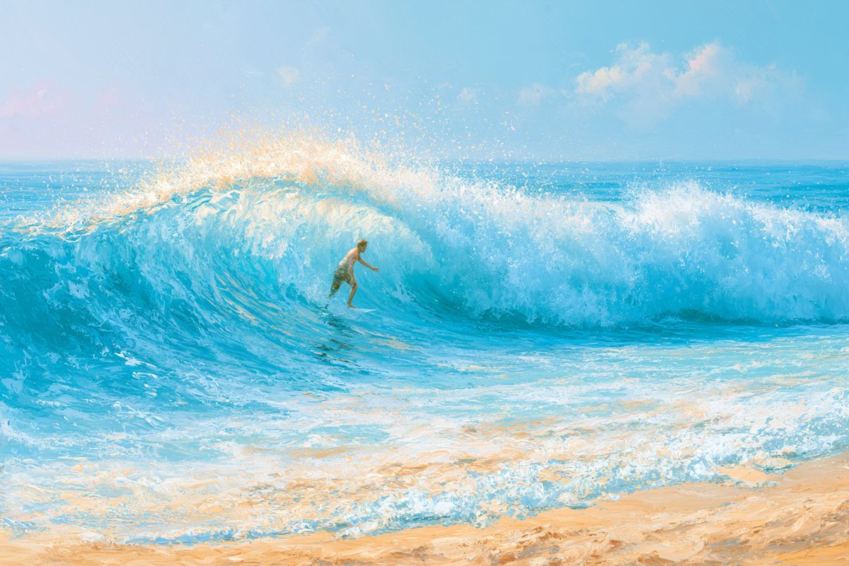 Sunlit Summer Beach Scene in Golden Light — AI result, variation 4 of 4
