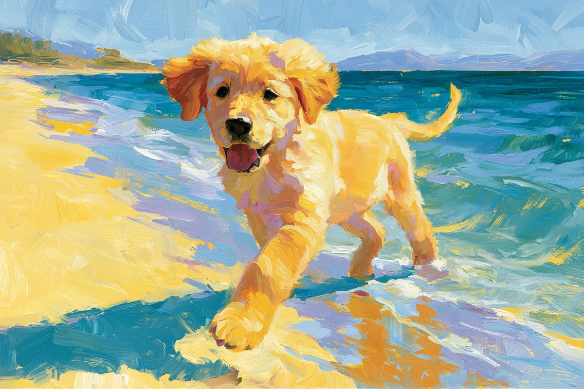 A warm, bright summer scene where a chosen subject sits against sandy beaches and a clear azure sky, lit with golden sunshine. The palette stays fresh and…