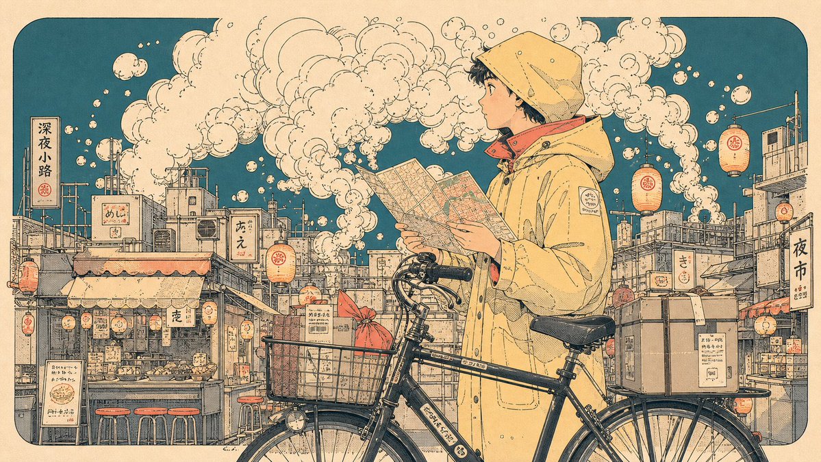 Thought Clouds Over a City Line Art Scene — AI result, variation 2 of 4