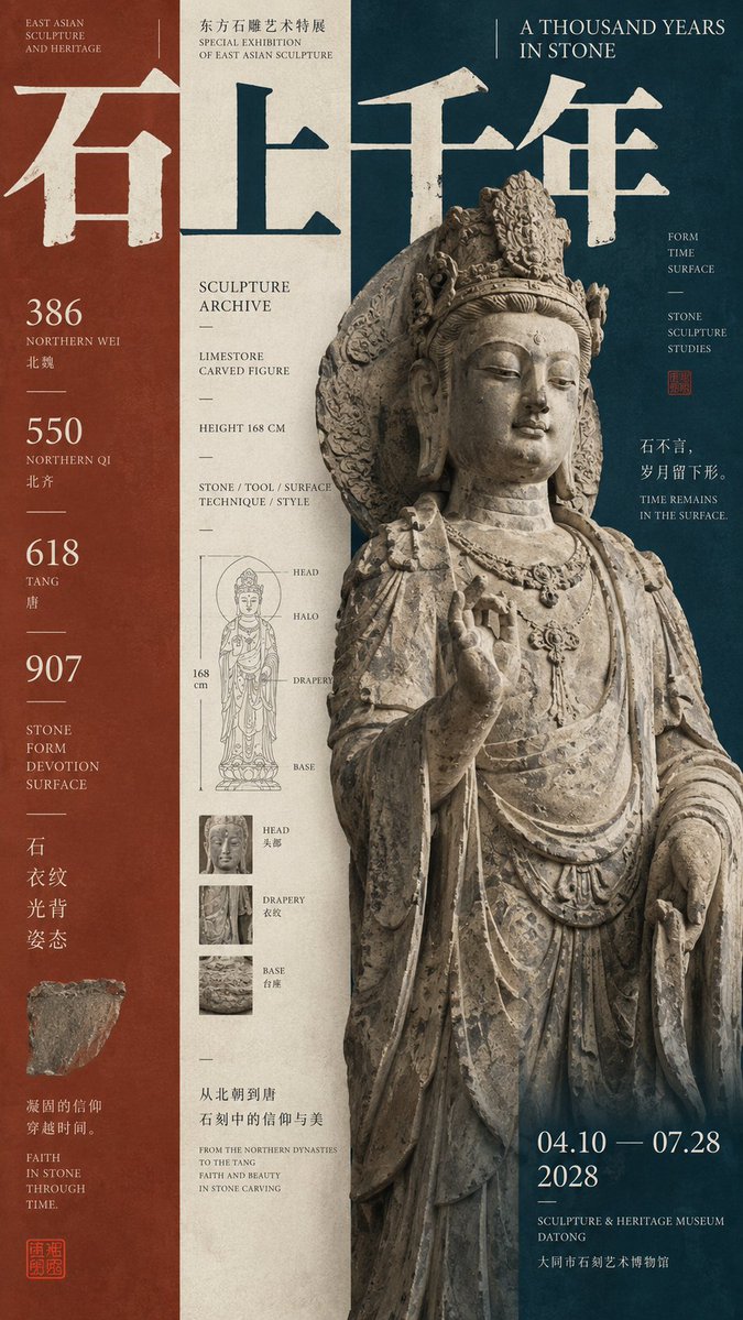 Three-Column Oriental Exhibition Poster Layout — AI result, variation 2 of 4