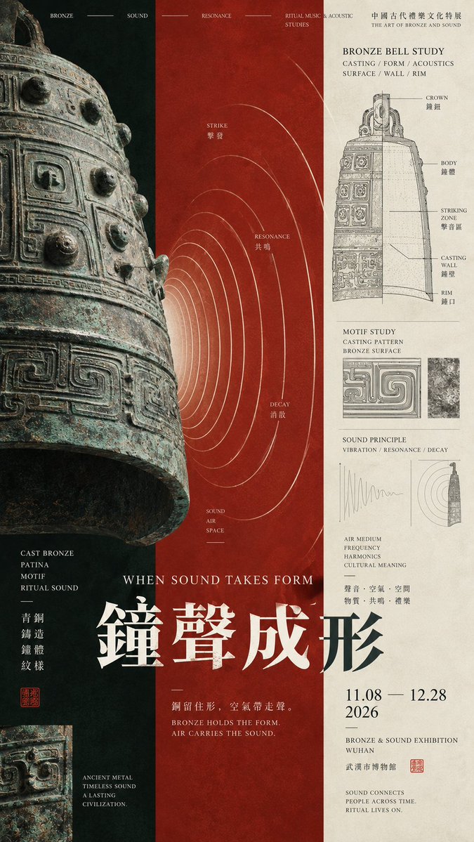 Three-Column Oriental Exhibition Poster Layout — AI result, variation 3 of 4