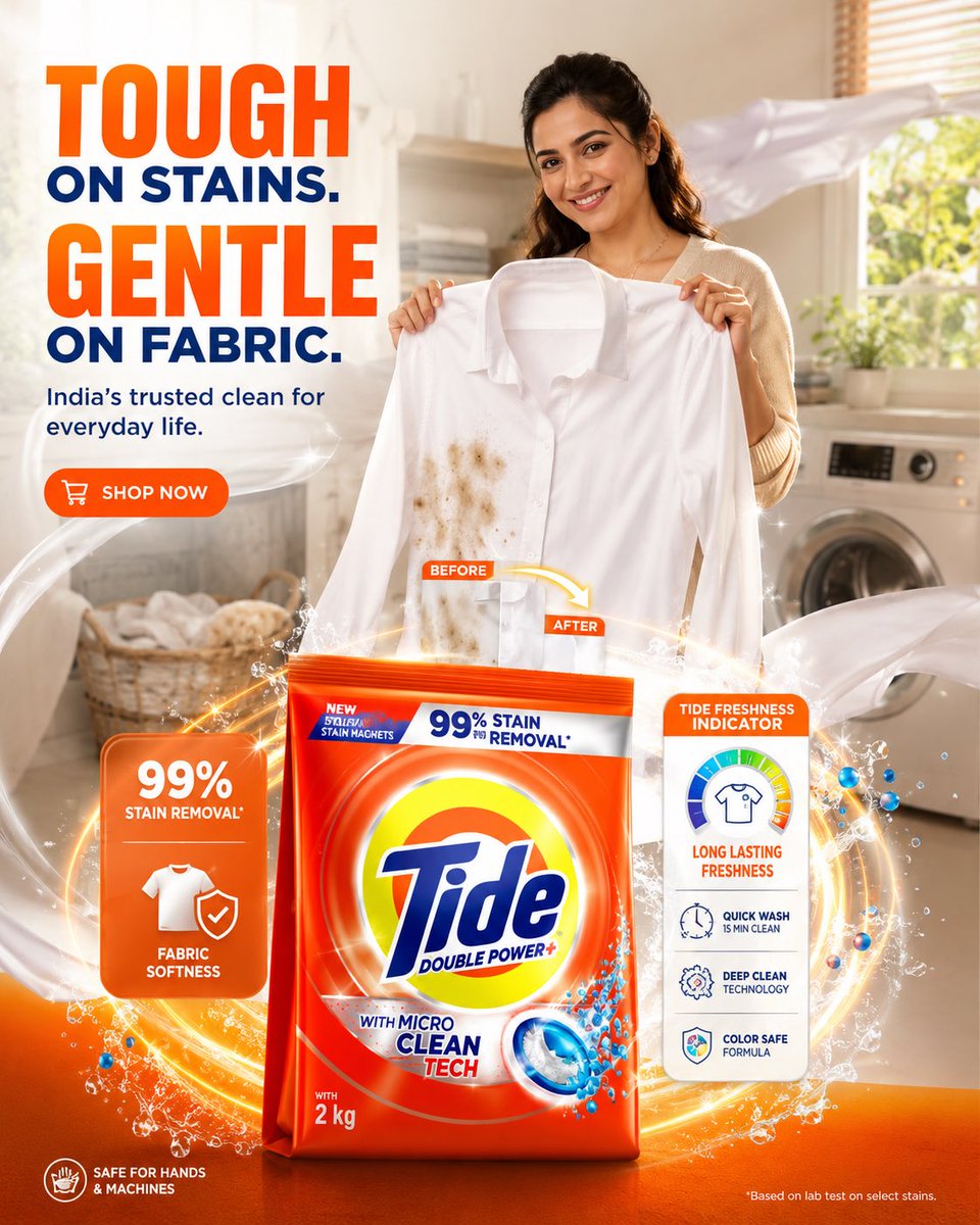 Tide Detergent Ad Poster With Stain Removal Headline — AI result, variation 3 of 4