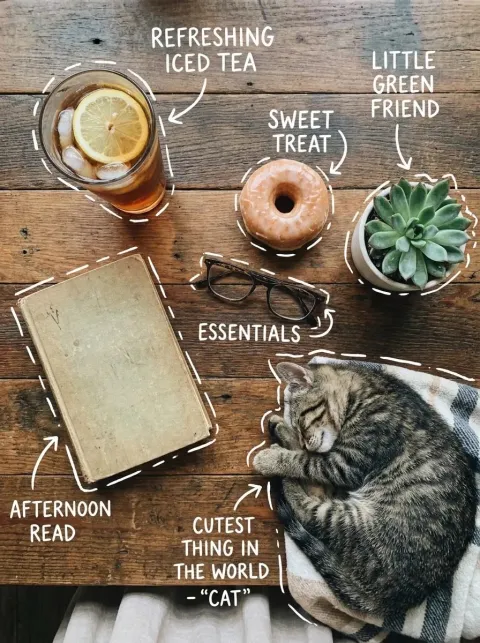 Vue du dessus d'une table avec étiquettes manuscrites