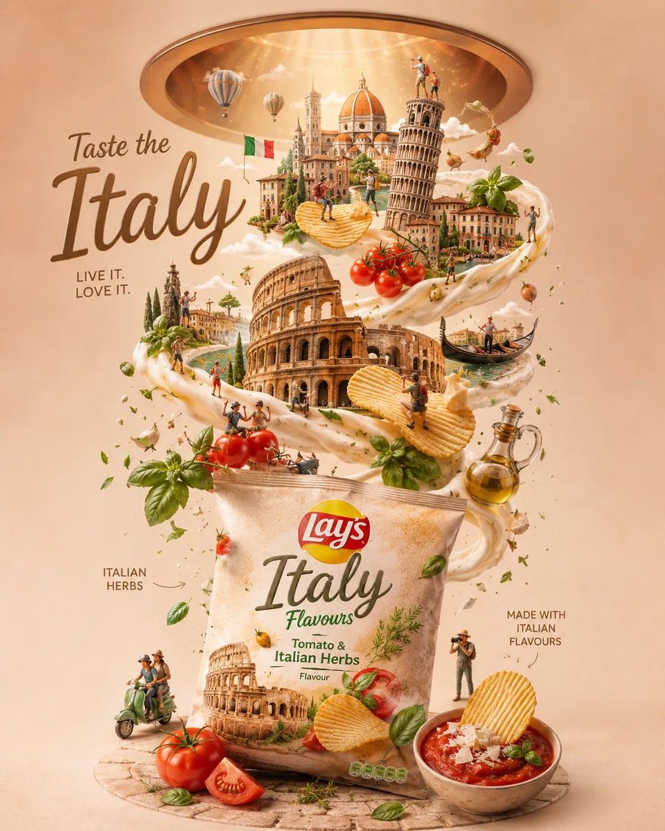 Travel Food Chips Poster with Spiral Landmarks — AI result, variation 2 of 2