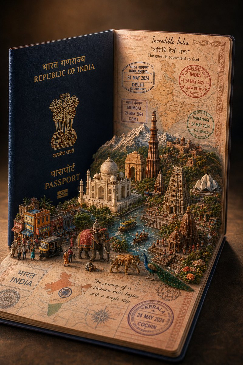 Travel Passport Pop-Up Diorama Scene — AI result, variation 3 of 4