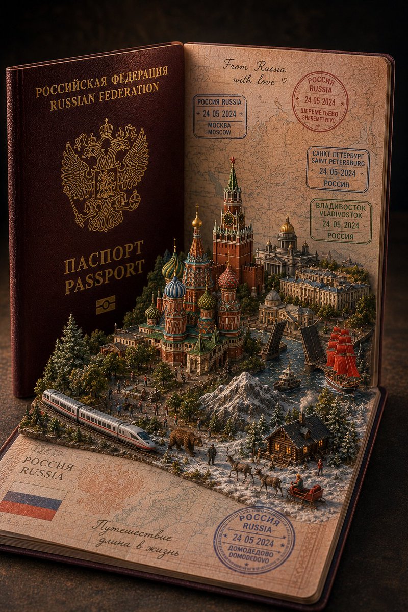 Travel Passport Pop-Up Diorama Scene — AI result, variation 4 of 4