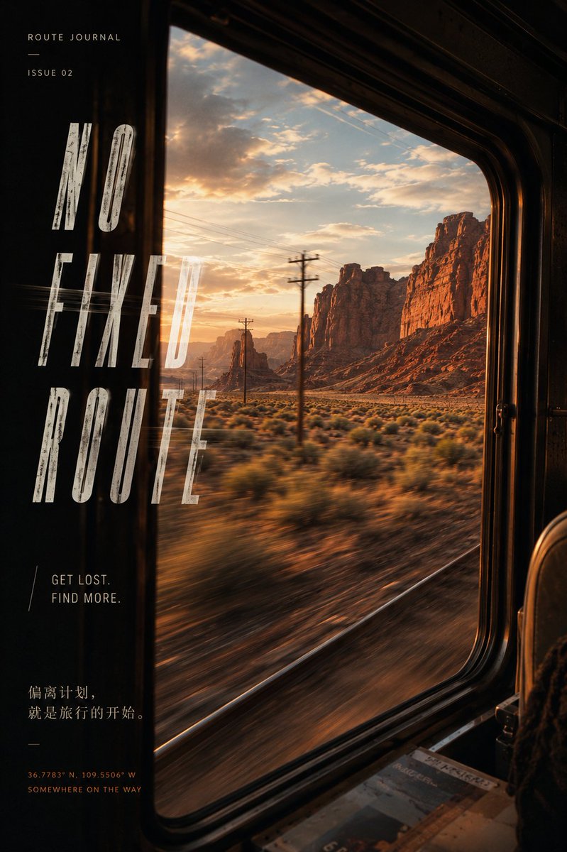 Travel Window Poster With Motion Blur Typography — AI result, variation 3 of 4