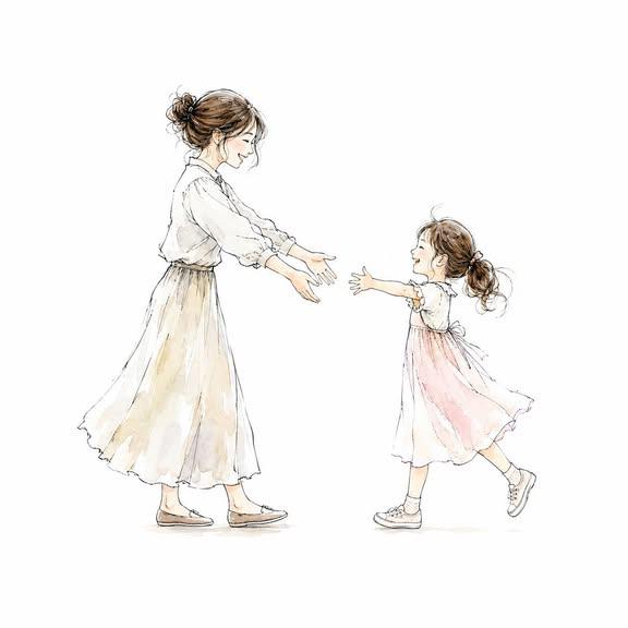 Two Figures Reaching Hands Watercolor Icon — AI result, variation 2 of 2