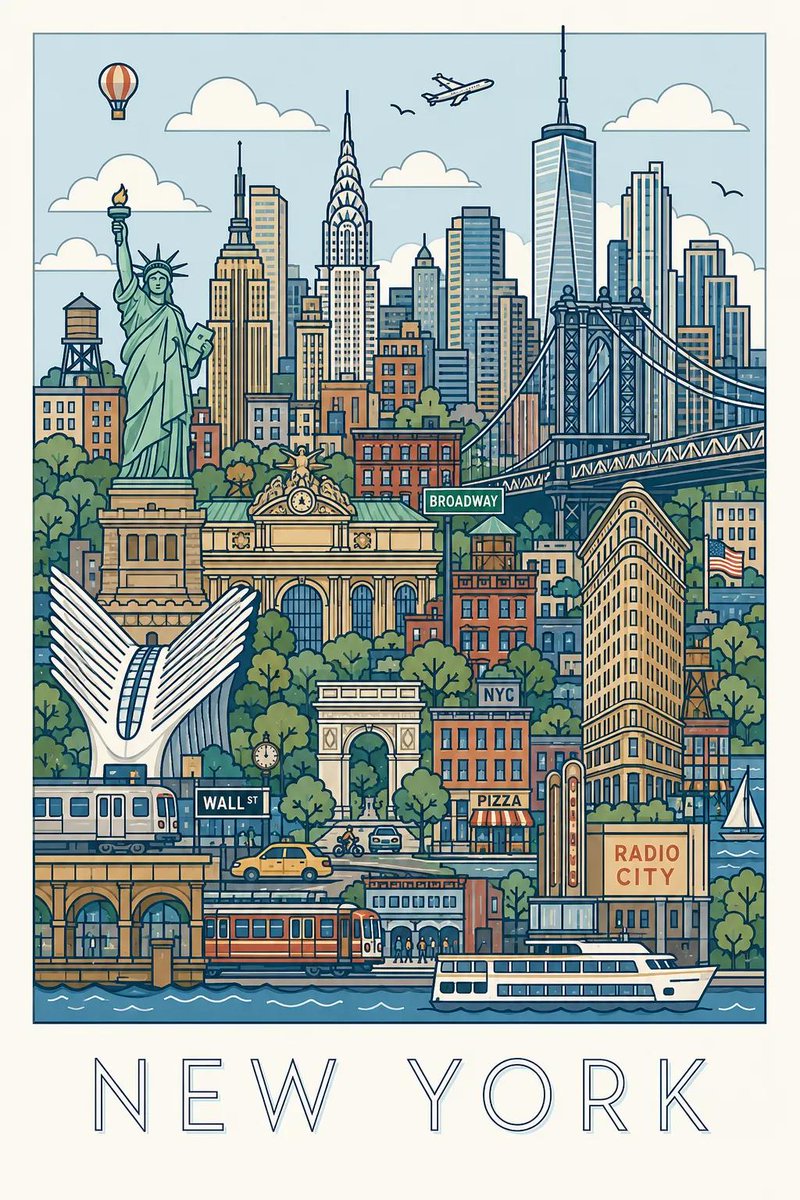 Vector City Travel Poster Illustration — AI result, variation 3 of 4