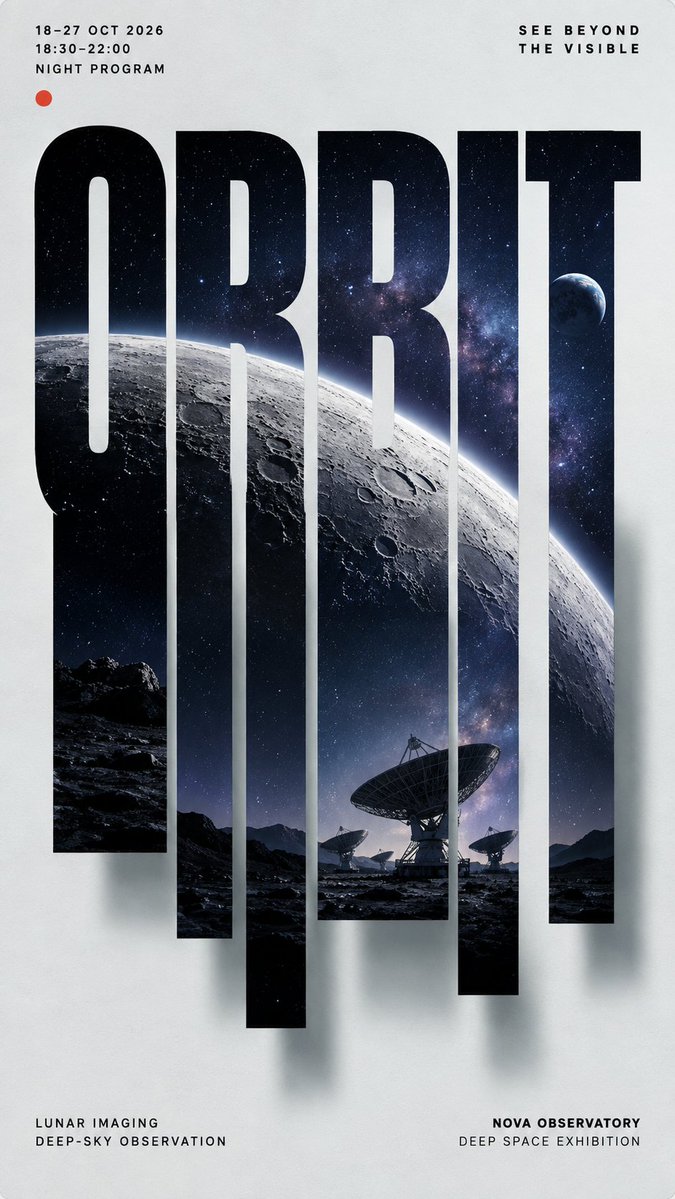 A bold word fills the poster, and one continuous photograph runs through every letter. The lower strokes stretch into vertical slices of different lengths, so…