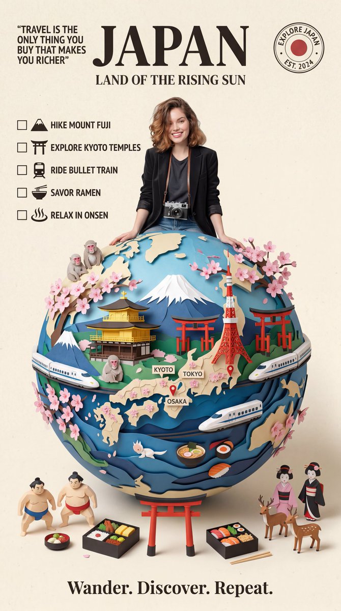 Vintage Country Travel Poster With Paper Globe — AI result, variation 2 of 2
