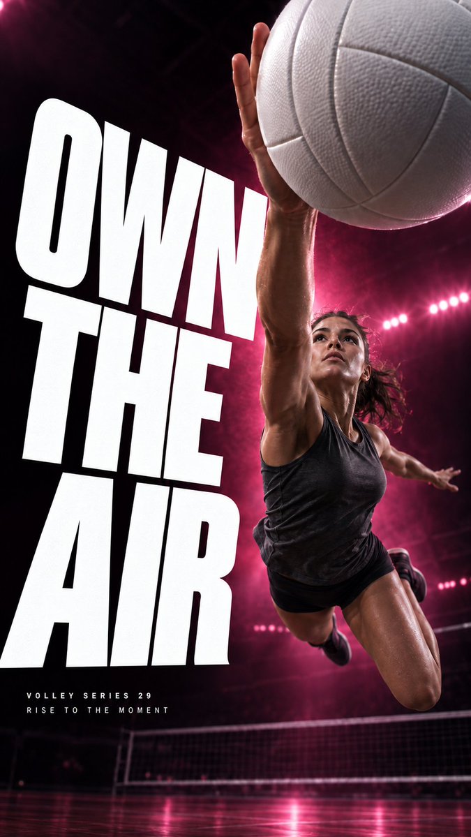 Volleyball Spike Poster With Giant Foreground Hand — AI result, variation 2 of 4