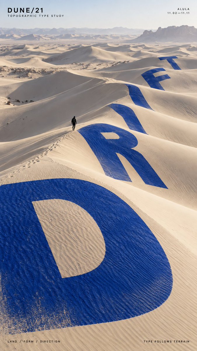 Warped Typography Poster With Fabric, Terrain and Mirror Distortion — AI result, variation 2 of 4