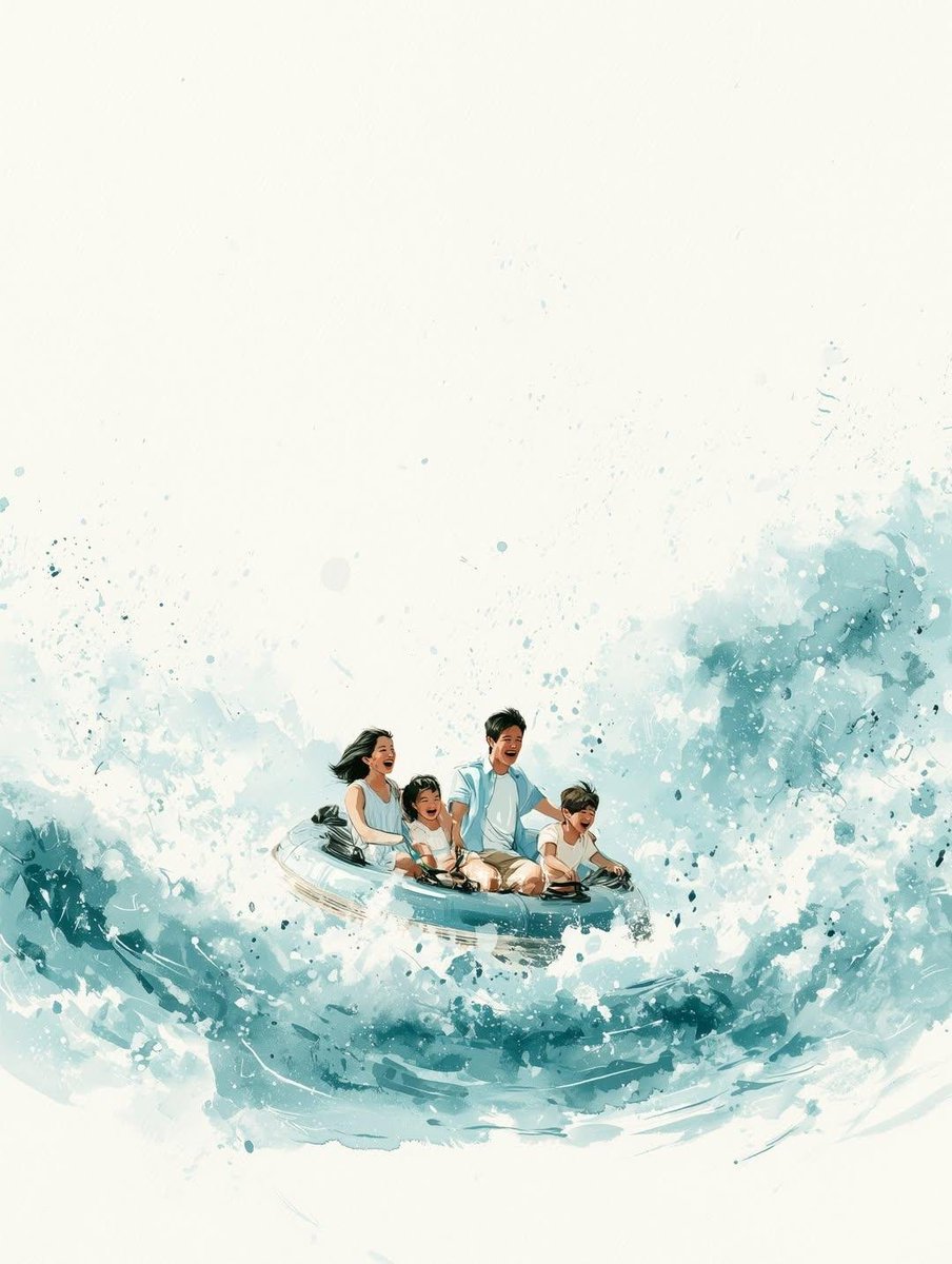 Watercolor Family Laughing in Dolphin Splash — AI result, variation 2 of 3