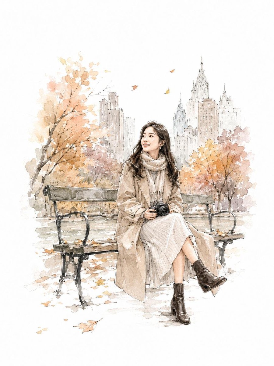 Watercolor Ferry Traveler With Statue of Liberty — AI result, variation 2 of 3