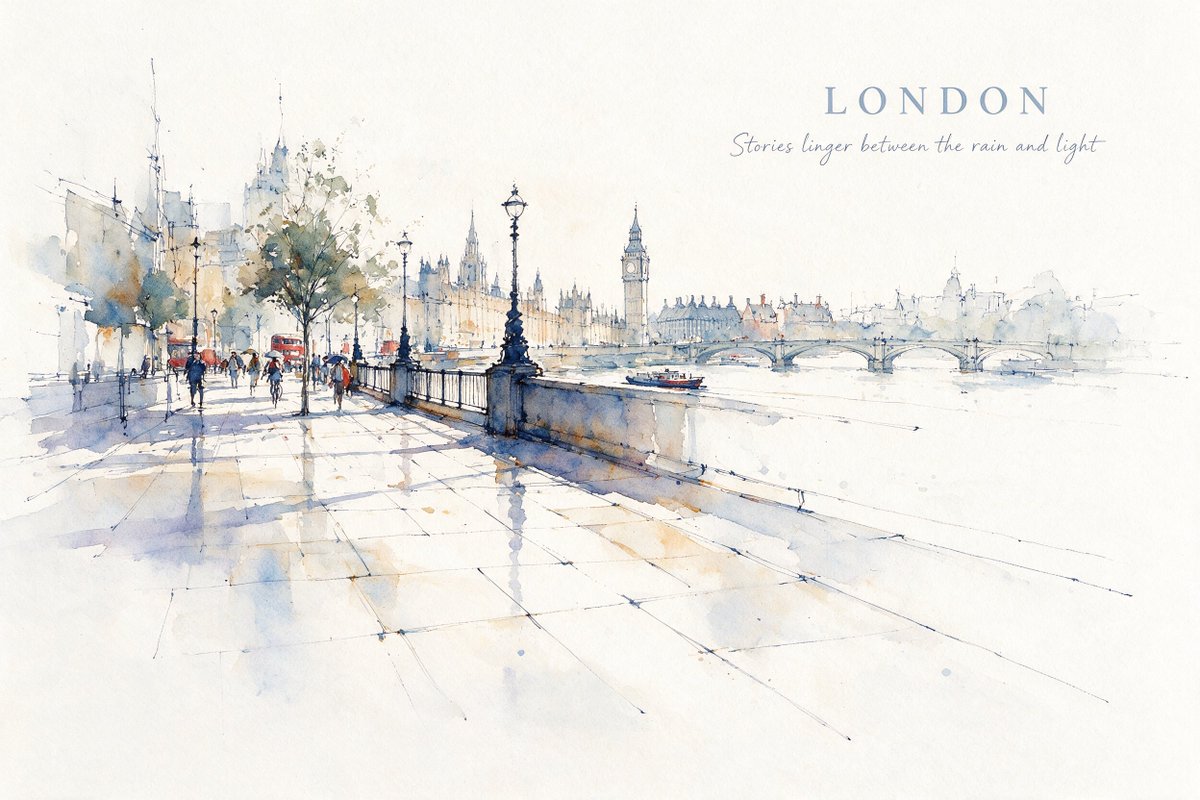 Watercolor Urban Sketch of a City Landmark — AI result, variation 4 of 4