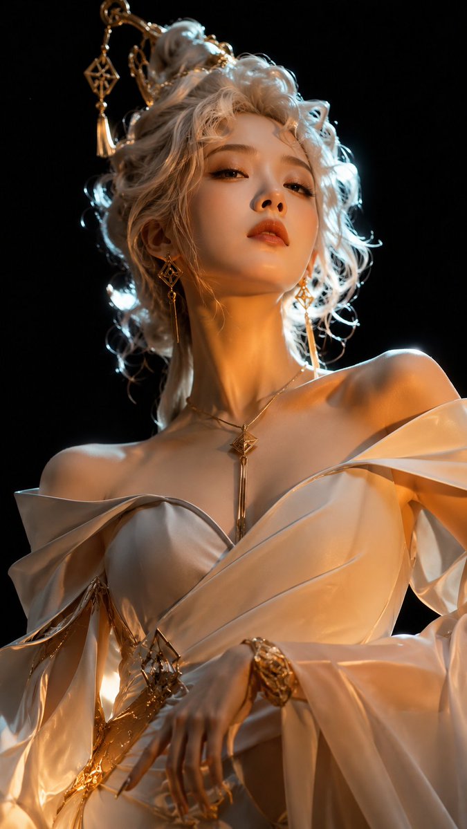 White Sculptural Hair Fashion Portrait — AI result, variation 3 of 3