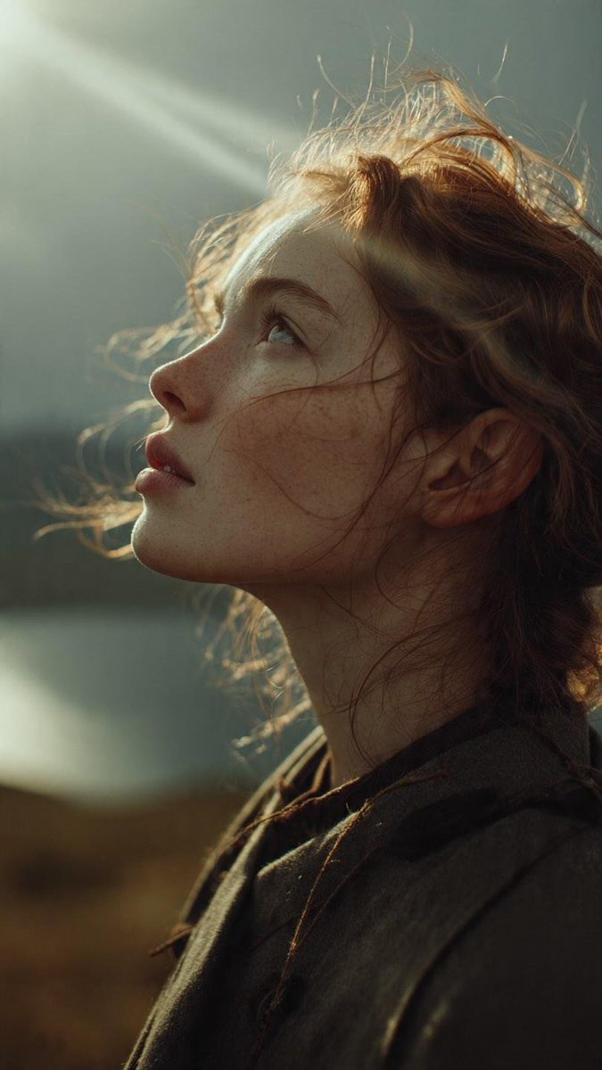 Windswept Meadow Portrait in Cinematic Film Style — AI result, variation 4 of 4
