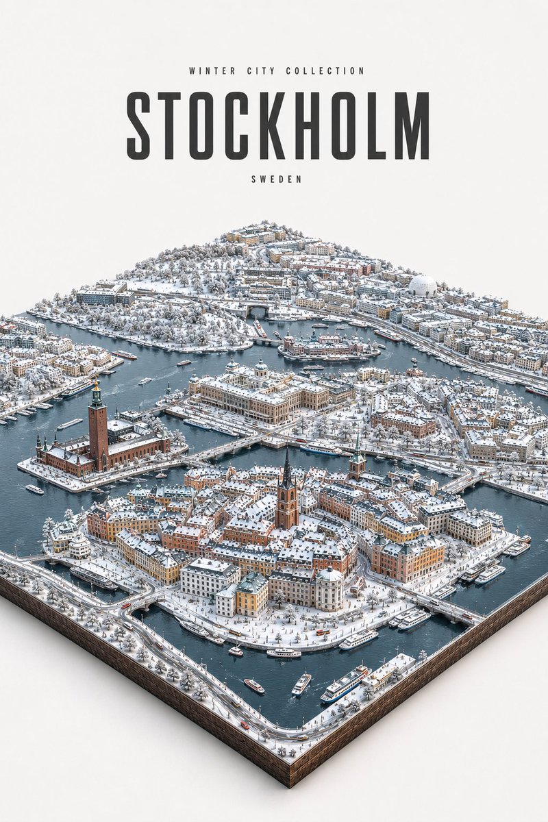 Winter City Isometric Miniature Poster — AI result, variation 2 of 4