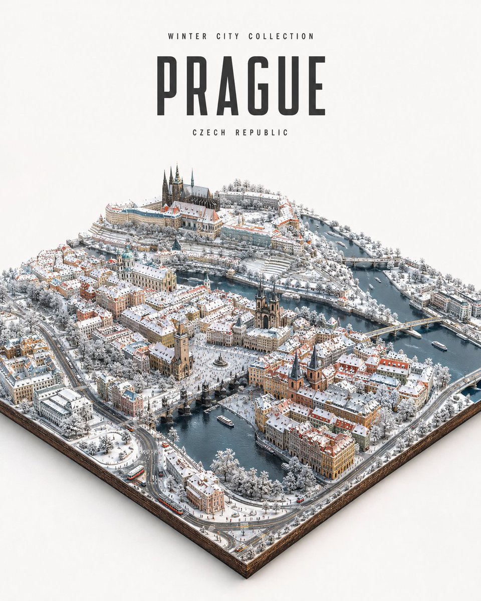 Winter City Isometric Miniature Poster — AI result, variation 3 of 4