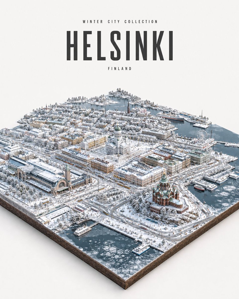 Winter City Isometric Miniature Poster — AI result, variation 4 of 4