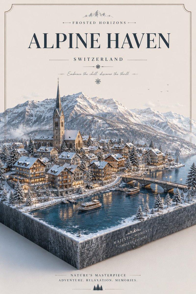 Winter Travel Poster Switzerland Iceland Norway — AI result, variation 2 of 4