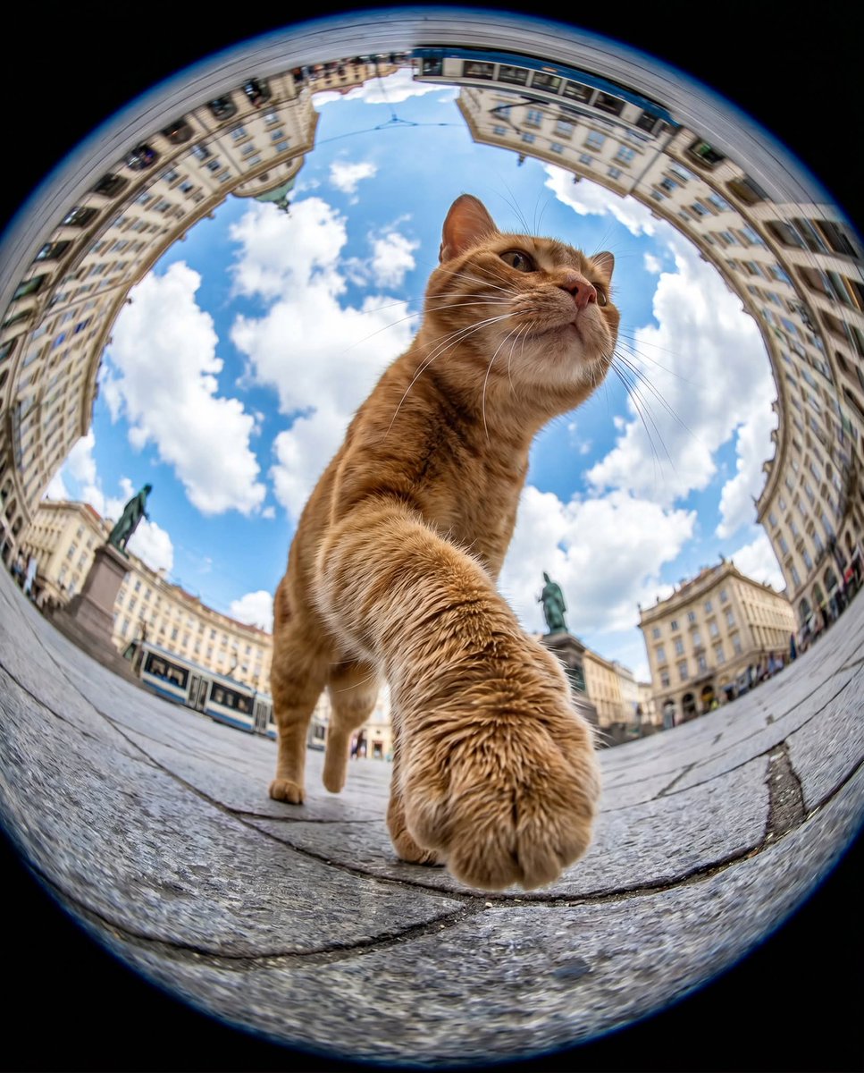 Worm's-Eye Fisheye Street Photo With Tiny Planet Effect — AI result, variation 3 of 3