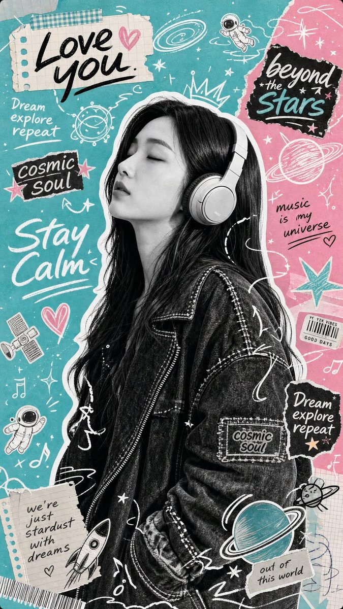 Y2K Cosmic Scrapbook Collage Poster Design — AI result, variation 2 of 2