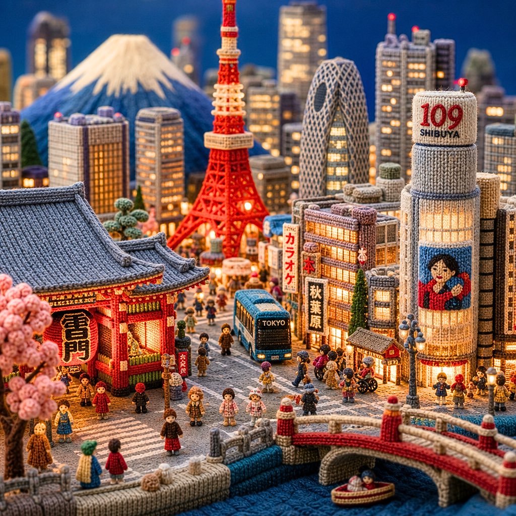 Yarn Wool Town Scene Crafted by Hand — AI result, variation 4 of 4
