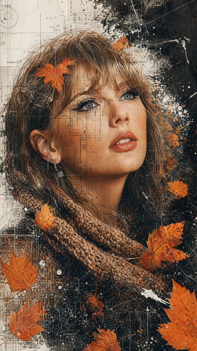 Young Woman Portrait with Blueprint Collage — AI result, variation 3 of 4